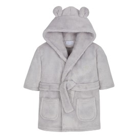 Metzuyan Baby Girls Boys Dressing Gown Fleece Snuggle Robe Hooded Novelty Newborn Gift Grey 12-18 m