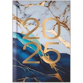 2025 Pocket Week to View Marble with Foil & Rose Gold Pocket Diary and Glossy Design (Marble)