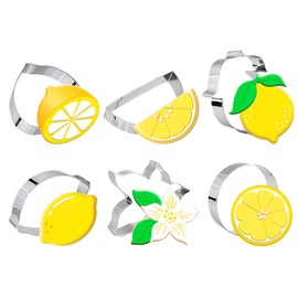 JarThenaAMCS 6Pcs Lemon Cookie Cutters Set Biscuit Cutter Summer Citrus Fruits Stainless Steel Cookie Cutting Molds for Birthday Wedding Baby Shower Party DIY Baking Supplies