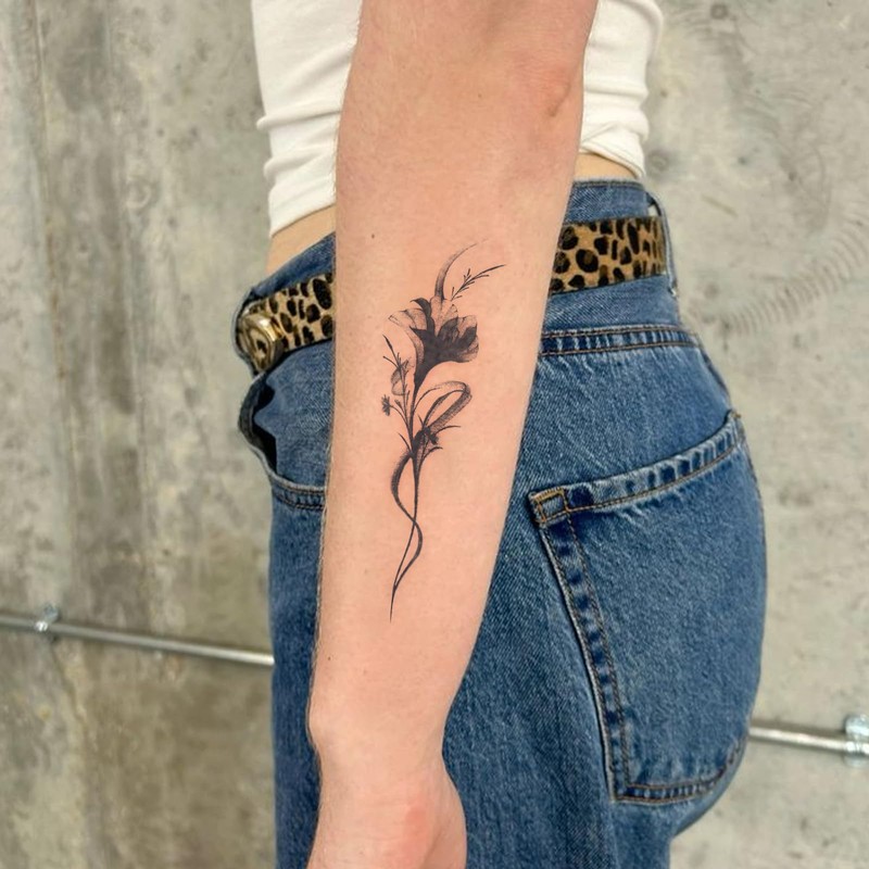 Semi Permanent Tattoo, Sun Moon Star & Ink Floral Line