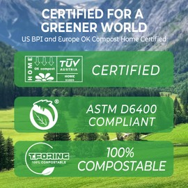 T.FORING Small Compost Bags 2.6 Gallon - 80 Count 0.8 Mil Thick Compostable Trash Bags for Countertop Bin, ASTM D6400, US BPI, CMA and Europe OK compost HOME Certified