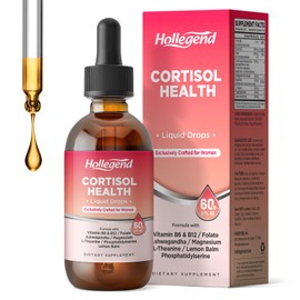 Cortisol Supplements for Women, Cortisol Wellness Liquid Drops, 16 in 1 Cortisol Detox Reducer w. Ashwagandha, Magnesium, L-Theanine, Folate for Relaxation & Hormone Balance, Strawberry