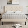 VECELO Full Size Bed Frame with Button Tufted Headboard, Upholstered