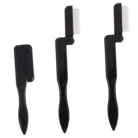 FOMIYES 3pcs Eyelash Brush Comb Folding Mini Eyebrow Comb Black Curved Makeup Tool