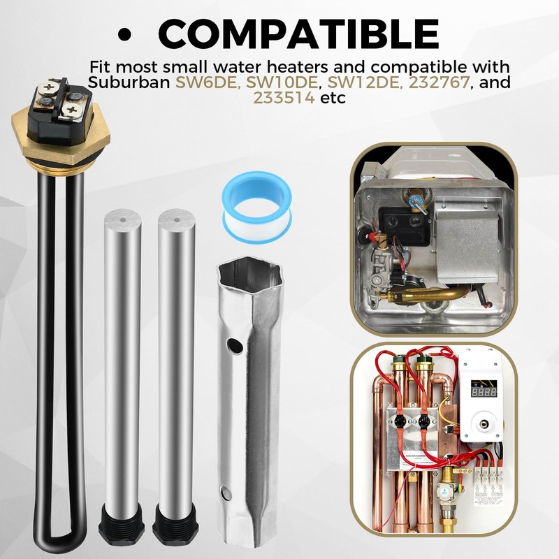 5 Pcs RV Water Heater Elements Include 2 Anode Rods