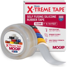 X-Treme Tape MOCAP Heavy Duty Electrical Tape, Self-Fusing Silicone Rubber, Waterproof & Insulating Flexible Tape, Electrical for Hose, Automotive, Outdoor & Repairs - 1" x 10ft Roll - Clear