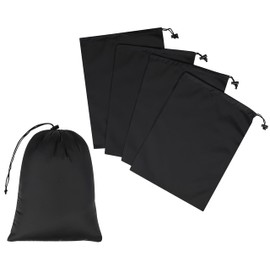 Drawstring Bag - UltraLight Nylon Cinch and Ditty Pouch For Home, Office, Outdoor (5 pack, Black) (Black, 9 x 12 inch)