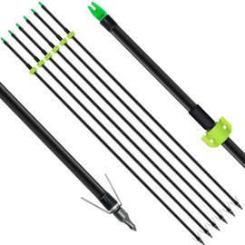 OBTOUTDOOR 6/12Pcs Bow Fishing Arrows 8mm Fiberglass Arrow with Nock and Safety Slide Fishing Arrows for Outdoor Hunting Fishing (6PCS)