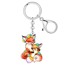 WEVENI Acrylic Cartoon Fox Keychain Cute Jewelry for Women Girls Bag Purse Car Pendant (Fox D)