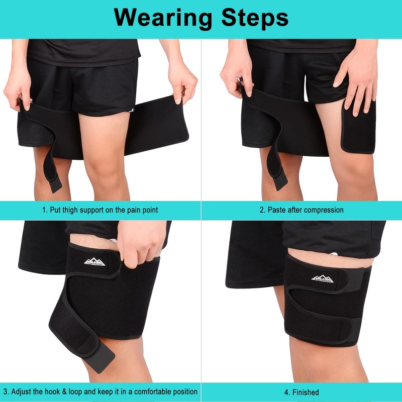supregear Thigh Brace Support, Breathable Thigh Compression Sleeve, Adjustable Neoprene