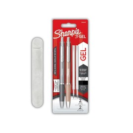 Sharpie S-Gel | Metal Gel Pens | Medium Point (0.7mm) | Steel Grey & Rose Gold | Black Ink | 2 Pens & 2 Gel Pen Refills with Velvet Case