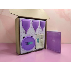 Set De 3 Copas Menstruales Myyla Cup + Vaso + Bolsa De Tela