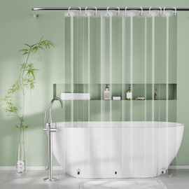 Seenus PEVA Clear Shower Curtain Liner Heavy Duty with 3 Large Magnets, Bpa-Free Transparent Shower Liner with 12 Hooks, 72 x 72 inch See Through Bathroom Plastic Shower Curtain