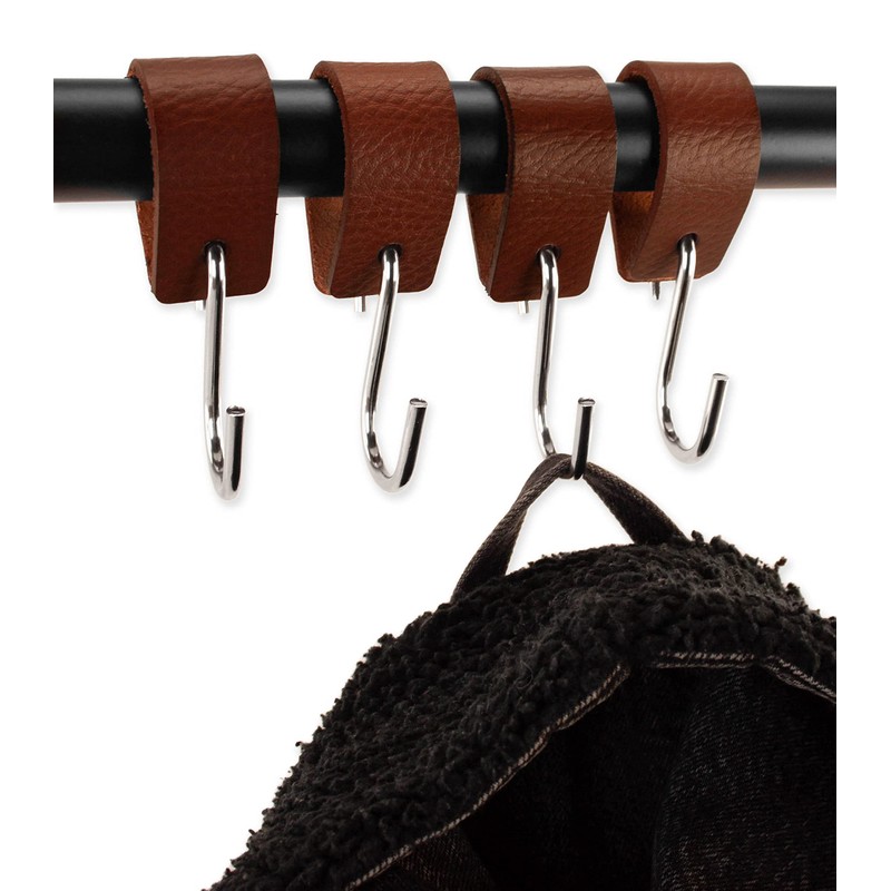 Brute Strength - Multifunctional Leather S-Hooks - Cognac - 12