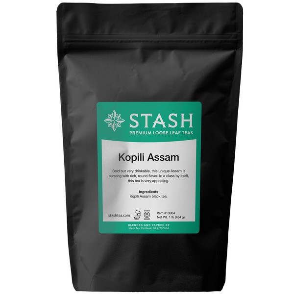 Stash Tea Kopili Estate Special Assam Black Tea - Caffeinated, Non-GMO Project Verified Premium Tea with No Artificial Ingredients, Loose Leaf, 1 lb Bag