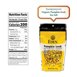 Eden Organic Pumpkin Seeds, Dry Roasted, 4 Oz
