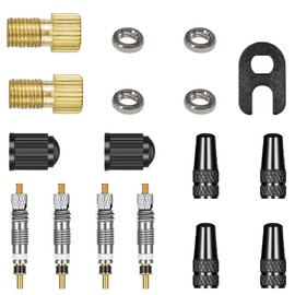 Universal Presta Valve Core Replacement Set Presta Valve Core Wrench Tool Kit Aluminum Alloy French Style Valve Core Tool Kit Valve Inserts Bicycle Valve Insert Bicycle Nozzle Valves Tire Valve Caps Replacement Valve Converter Adapter Tire Air Valve (Pac
