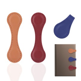 3PCS Leather Magnetic Bookmarks, 3.93x1.18 Inch Double-Sided Magnetic Book Marks for Book Lovers Gifts Magnetic Book Clips for Reading Lovers Teenagers Students Adults (Color Series 2)