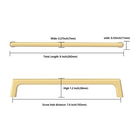 KNOKLOCK 10 Pack 7.5 Inch(192mm) Kitchen Cabinet Handles Brushed Gold Cabinet Pulls Kitchen Cabinet Hardware Drawer Pulls for Cupboard Wardrobe
