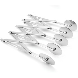 Stainless Steel Adjustable Pizza Cutter, 5 Wheel Pizza Cutter, Multi-Round Dough Cutter, Roller, Adjustable Pizza Cutter, for Pizzeria, Pastries, Width Adjustment, Ideal for Baking in the Kitchen