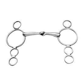 Korsteel Stainless Steel Jointed 3 Ring Dutch Gag Bit, 5"