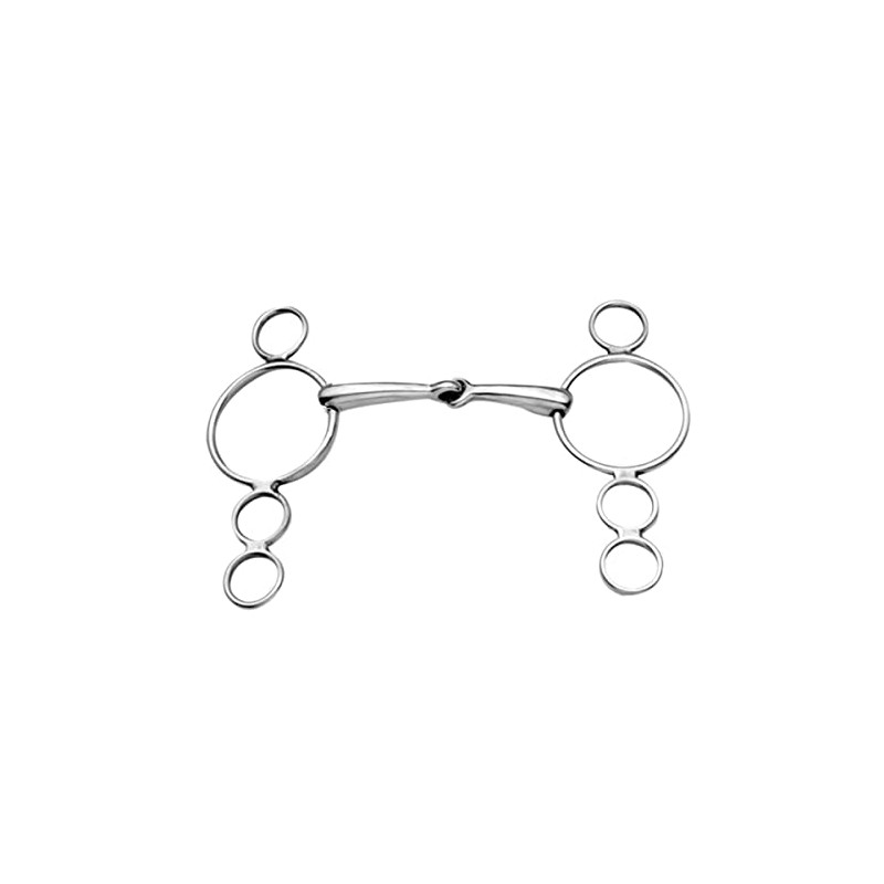 Korsteel Stainless Steel Jointed 3 Ring Dutch Gag Bit, 5"