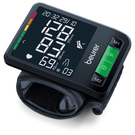 Beurer BC 87 wrist blood pressure monitor with app connection, XL display, rest indicator, inflation technology, colored risk indicator and arrhythmia detection