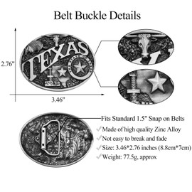BBOTEN Western Belt Buckle for Men Women, Taxas Longhorn Bull Mouse Belt Buckle, Novelty Belt Buckle (Silver)
