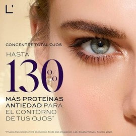 L'BEL - Concentré Total 10 Contorno de Ojos 15 g, Concentrado Global para Ojos, en Crema Gel, Rejuvenece la Mirada, Aporta Proteínas Antiedad, Aclara 