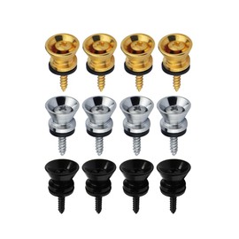 FLEOR 12pcs Metal Guitar Strap Button End Pins for Electric Acoustic Bass Instrument,4x Silver+4xBlack+4xGolden