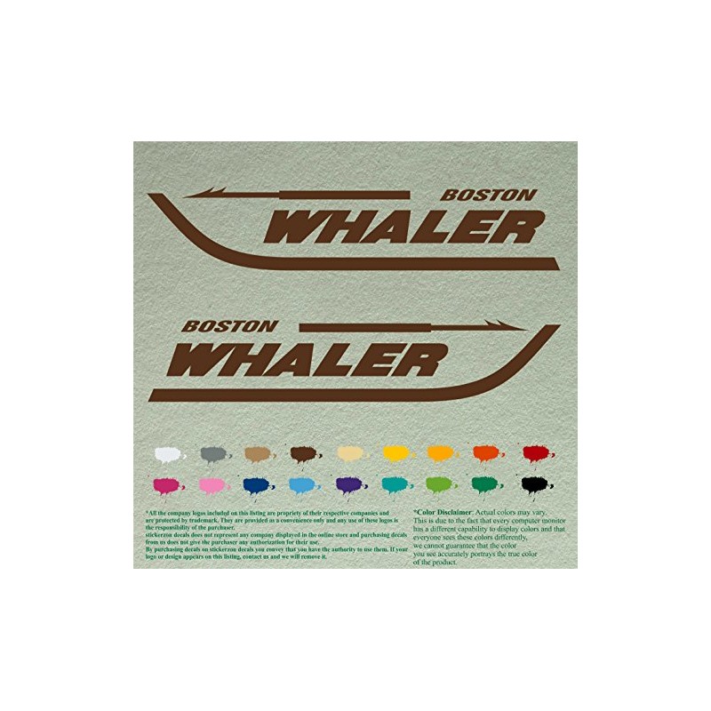 Pair 12" Boston Whaler Compatible Replacement Decals *Brown* Vinyl Stickers