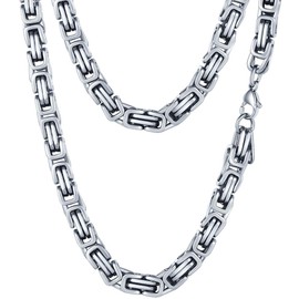 PROSTEEL 6mm Byzantine Chunky Thick Chain Necklace Chains For Men 20 Inch Necklace
