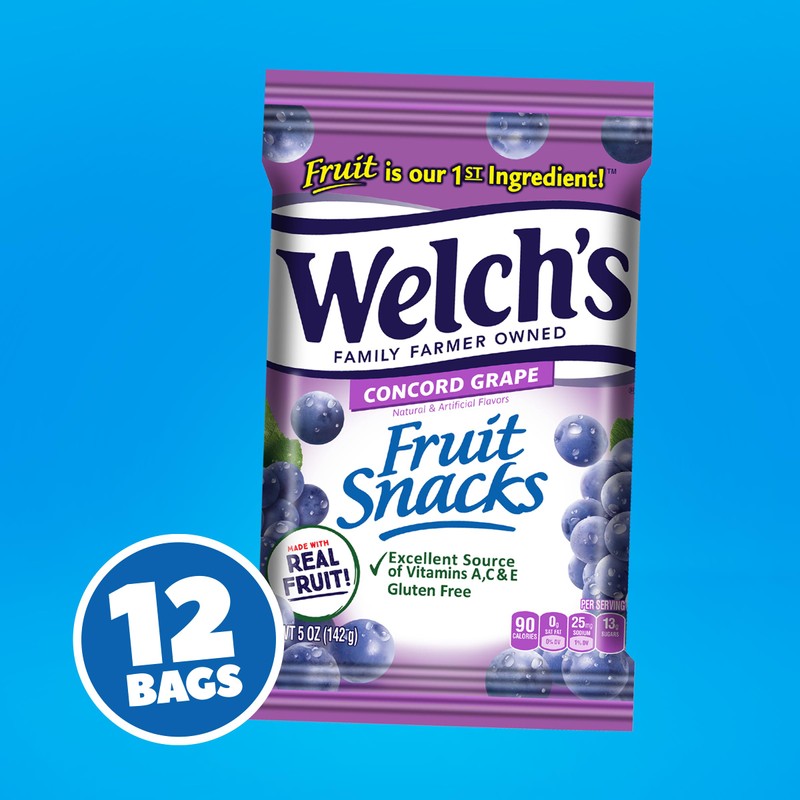 Welch's Fruit Snacks, Concord Grape Snack Box, Gluten Free, 5oz