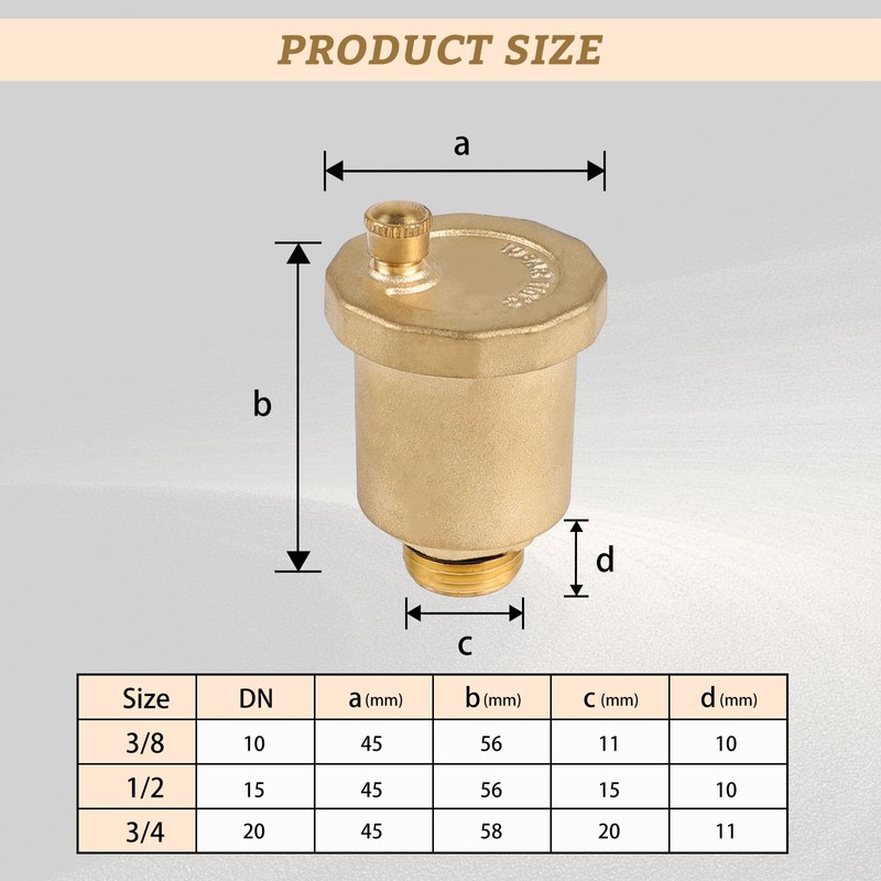LALAGO Automatic Quick Bleeder DN15 1/2 Inch Bleed Valve, Brass