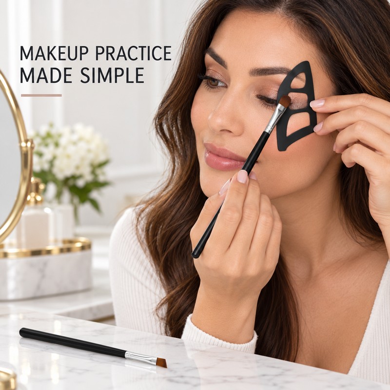 3-Piece Eye Makeup Template Kit with 2 Eyeshadow Brushes and