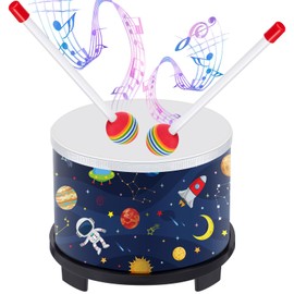Boao Floor Tom Drum for Kids 8'' W x 6.5'' H Wooden Percussion Instrument Music Drum with 2 Rainbow Mallets Astronaut Educational Toys for Baby Children Toddler Boy Girl Birthday Gift