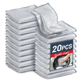 20 PCS Multi Functional Scratch Resistant Dishwasher Cloth Double Layer Silver Wire Mesh Knitted Cleaning Wiring Dishwasher Wiring Dishwasher Towel Suitable for Kitchen Sink Pot And Flat Bottomed Pan