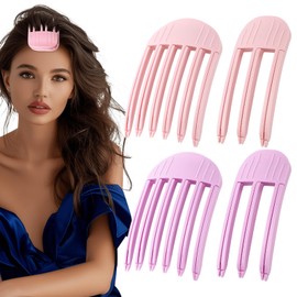 PTOSO Wind Shaping Styling Comb - Fluffy Bangs Volume Hair Clips, Quick Hairs Styling Hair Volume Comb for Women And Men, No-Trace Hairs Root Lifting Clips for A Natural Voluminous Look (Purple-Pink)