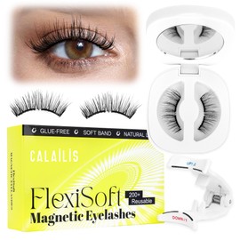 CALAILIS Magnetic Eyelashes with Applicator Upgrade Soft Magnetic Eyelashes Natural Look Reusable Magnet Lashes Kit No Glue Needed Easy to Wear and Remove (M01)