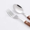 KXLCGYK Spoon Fork Set, Wooden Handle, 18-8 Stainless Steel, 4-Piece