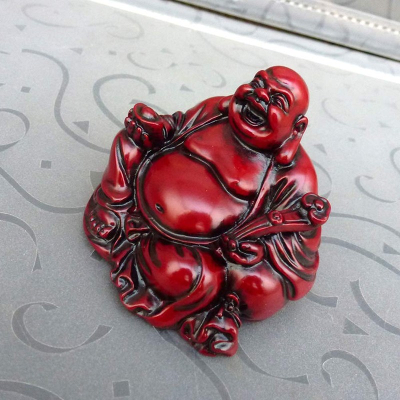 VOSAREA Laughing Buddha Statue Resin Maitreya Buddha Statue Fengshui Figurine