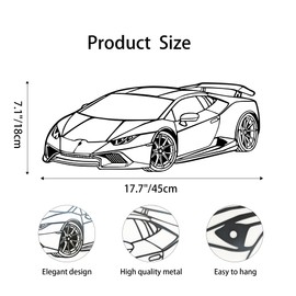 Xedatric Sport Car Metal Wall Art–Matte Black Car Wall Decor–Modern Car Room Decor for Garage, Bedroom, or Gifts