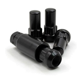 OKOVO Lug Wheel Lock Nuts Black 9 Bulge Acorn Locking Lugs 1.9" Tall Set of 4 for Ram,for Ford,for Dodge,for Chevy Key Front Rear Left Right Through-Hardened Steel-Construction