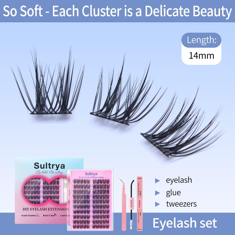Sultrya DIY Eyelash Extension Cluster Kit Natural Wispy Individual Lashes