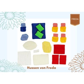 Puppenhaus Einrichtung - Puppenhaus Zubehör - Bezüge - Hussen - Kissen - Puppenhaus Ausstattung - Möbel für Mini Puppen - Puppenmöbel - passend zum Möbelset für Puppenhaus Freda Holz 28 Teile