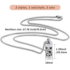 SUPERFINDINGS 2 Style Diffuser Oil Pendant Essential Oil Necklace Stainless Steel Perfume Diffuser Interchangeable Perfume Pads Aromatherapy Bottle Necklaces for Woman Men 70.5cm