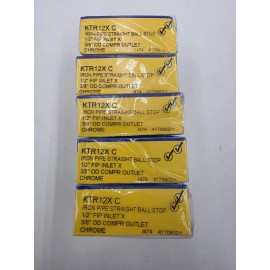 BrassCraft Qty 5 Brasscraft KTR12X C 1/2" FIPx 3/8" OD Compression 1/4-Turn Straight Chrome