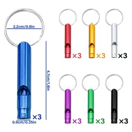 Emergency Whistle,21Pcs Aluminium Emergency Survival Whistle Metal Keychain Whistle Camping Hiking Survival Whistles Loud Outdoor Safety Whistle with Key-Ring for Training Sports Boating Hunting