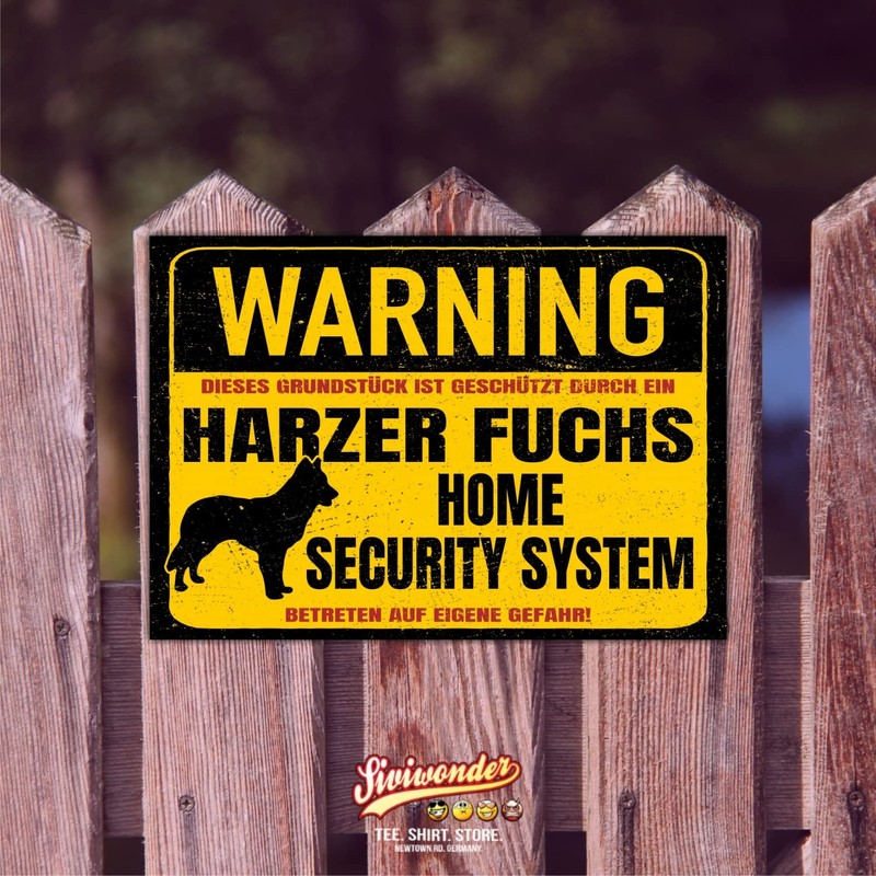 Harzer Fox Sign Warning Security System Door Sign Dog Sign