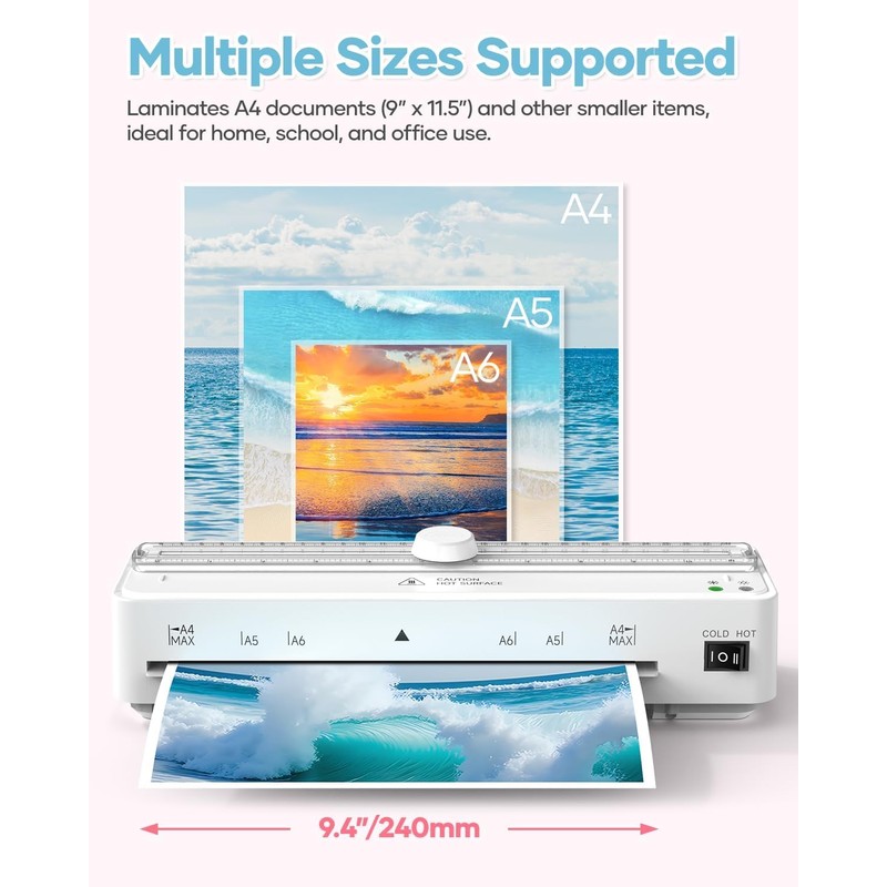 Laminator Machine with 20 Pack Letter Size Laminating Pouches (8.5"